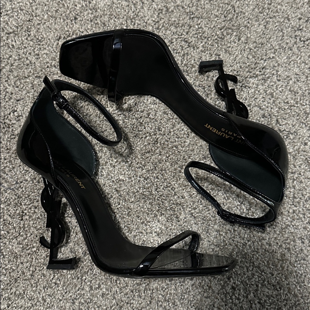 Authentic Saint Laurent Opyum YSL 110 Patent Leather Sandals 40 Black/Black - Picture 9 of 16
